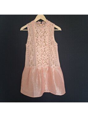 💙 Lolita Eyelit Mock Neck Short Full Skirt Dress Size S Romantic Nightout Coque